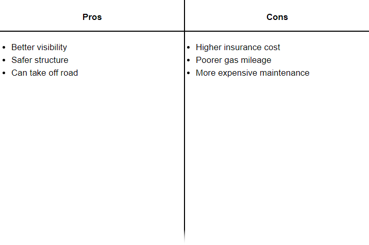 T Chart Pros-and-Cons example