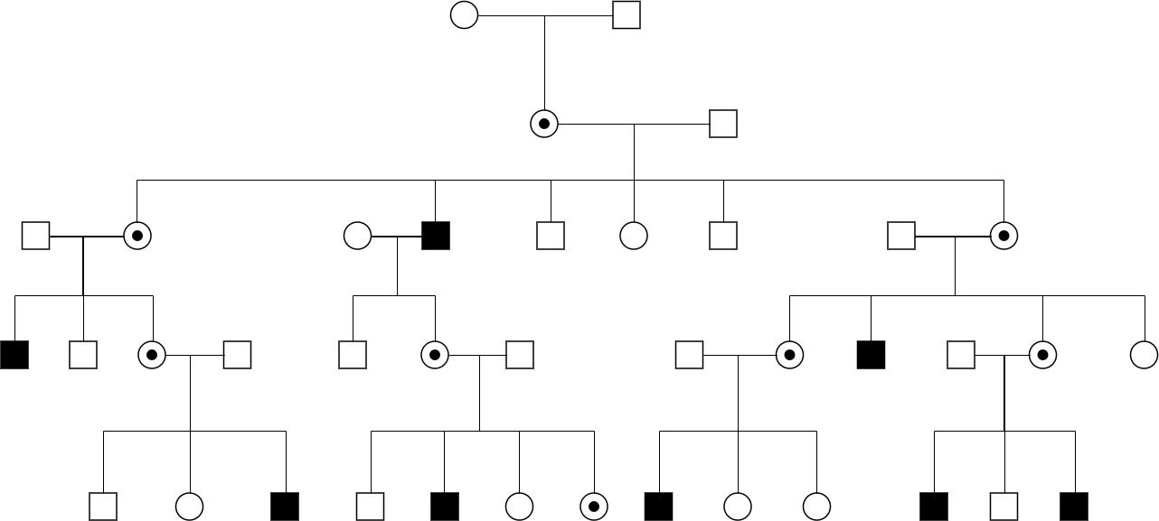 Linked recessive pedigree chart example