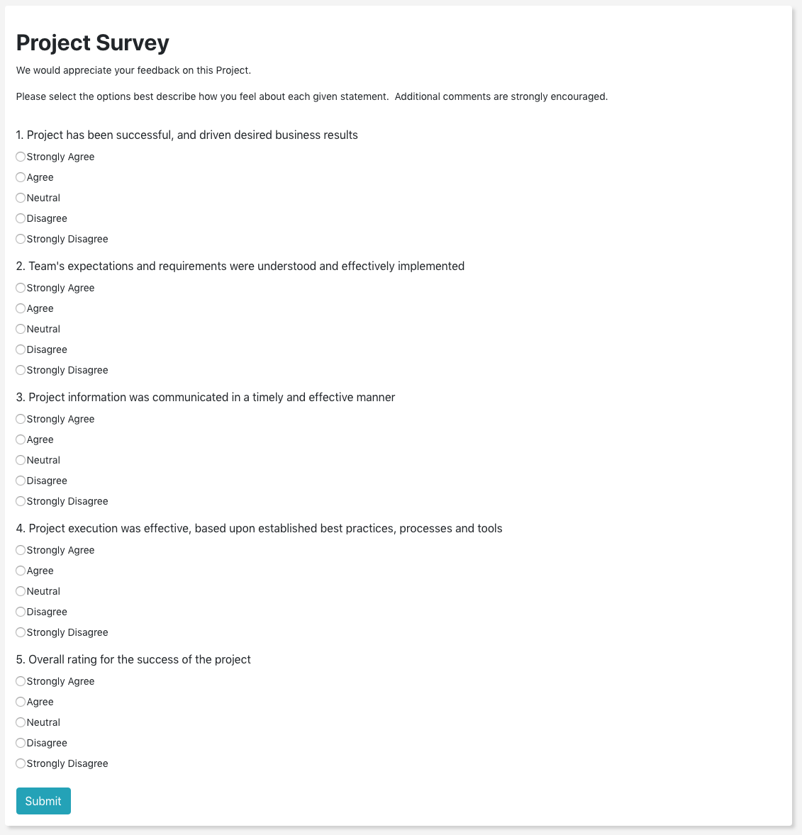 questionnaire format for market research