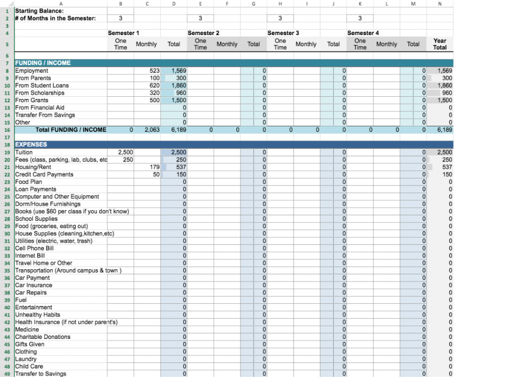excel template for budget