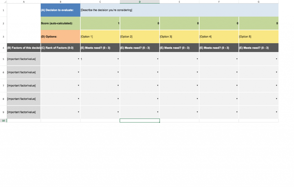 Excel Matrix Template Excel Matrix Template