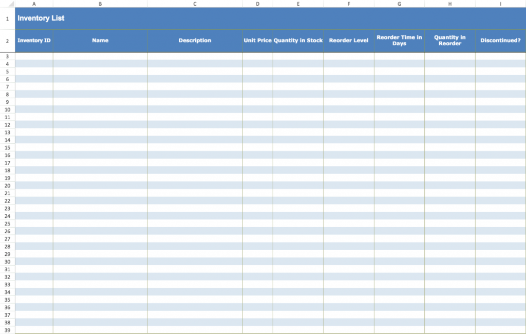 excel inventory templates